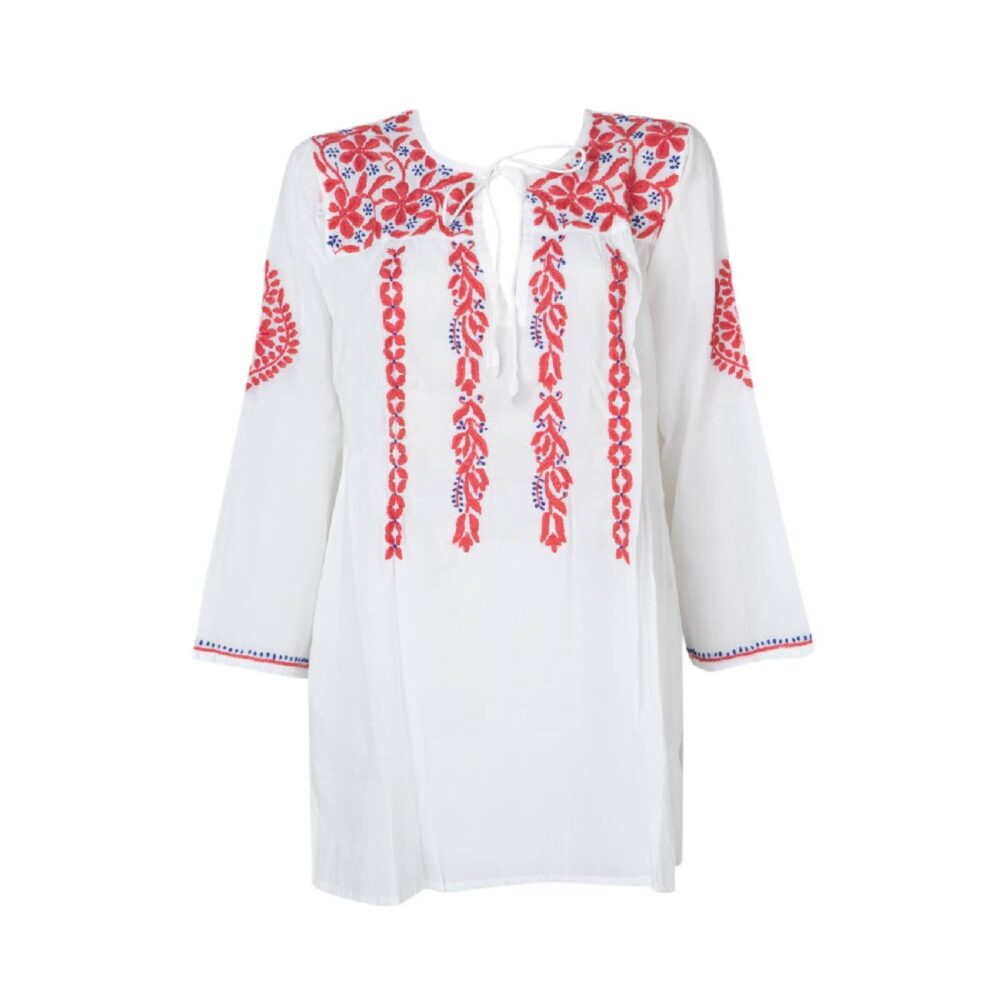 Mini Cotton Embroidered Kaftan Dress
