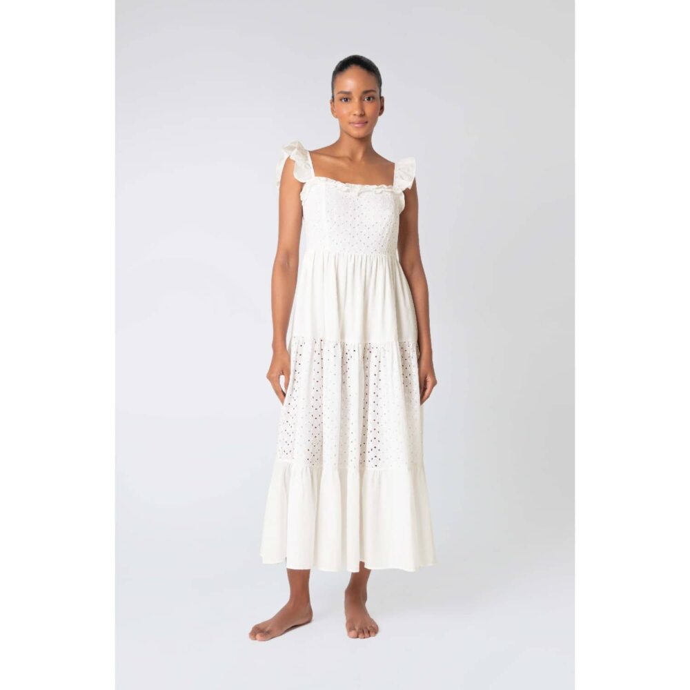 Maxi Eyelet Kaftan Dress